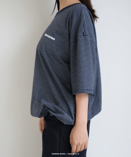 【Navy】裾ドローコード border tee