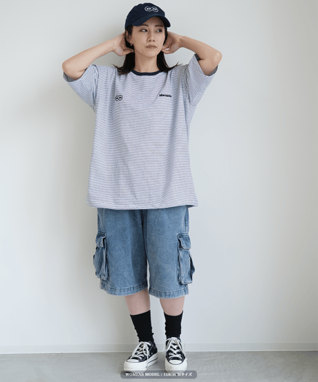 【White】裾ドローコード border tee