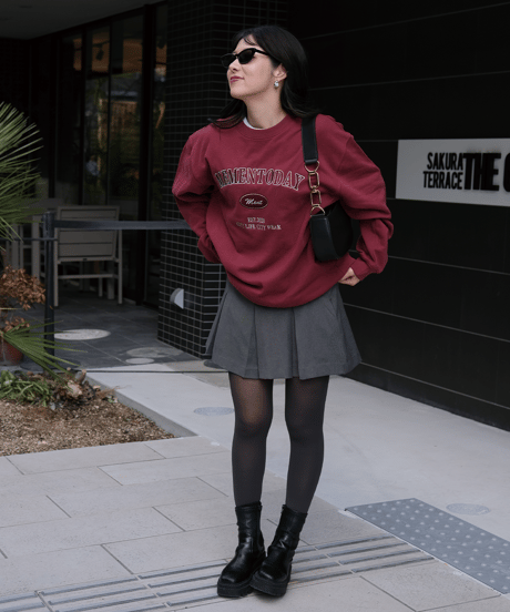 【Burgundy】College Sweat