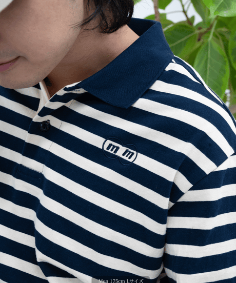 【Beige】border L/S polo