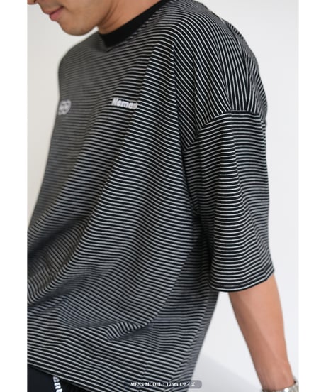 【Black】裾ドローコード border tee