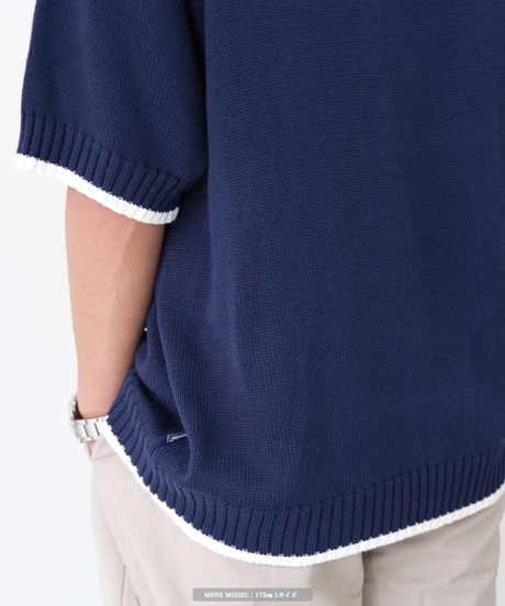【Navy×Ivory】polo knit