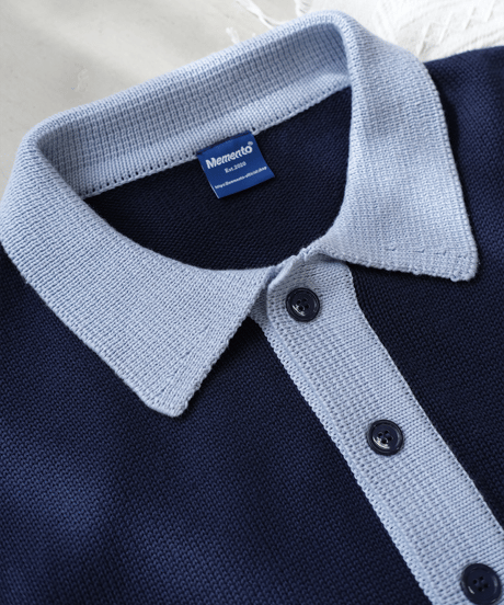 【Navy×Blue】polo knit