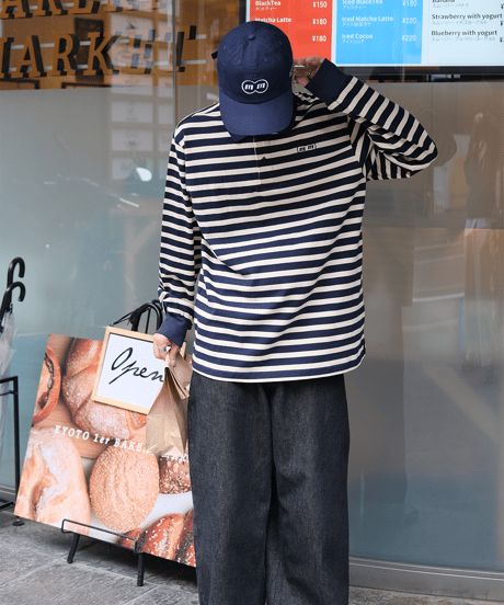 【Beige】border L/S polo