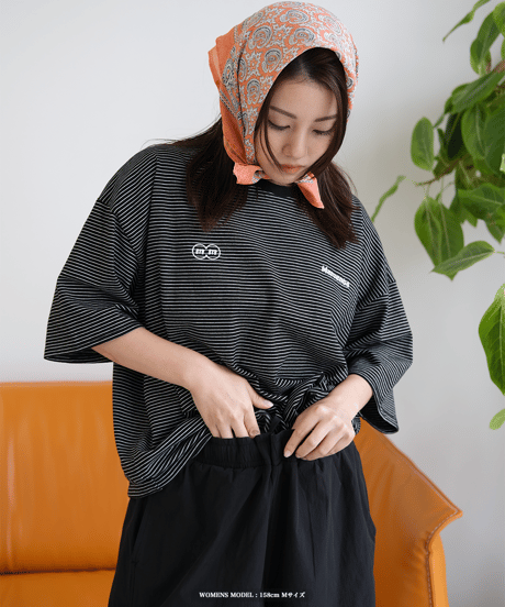 【Black】裾ドローコード border tee