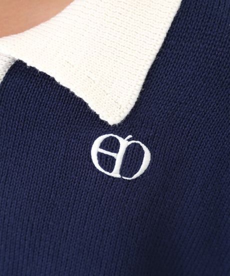 【Navy×Ivory】polo knit