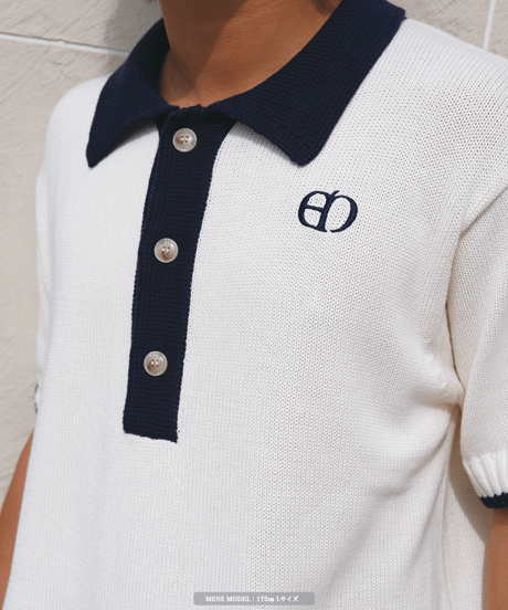 【Ivory×Navy】polo knit