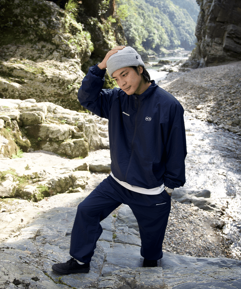 Navy】nylon track Pants | Memento