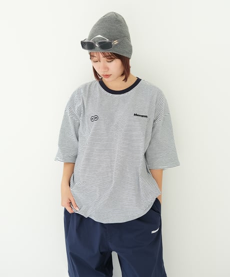 【White】裾ドローコード border tee