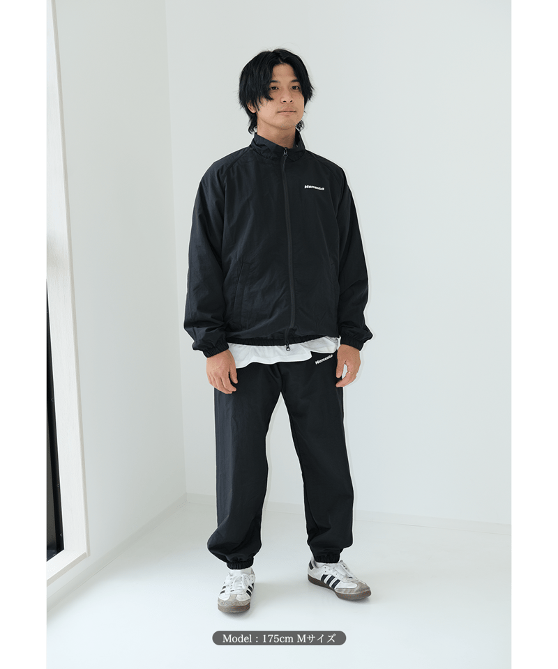 Black】nylon track pants | Memento