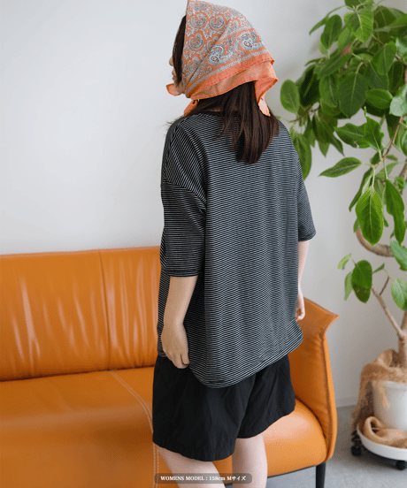 【Black】裾ドローコード border tee