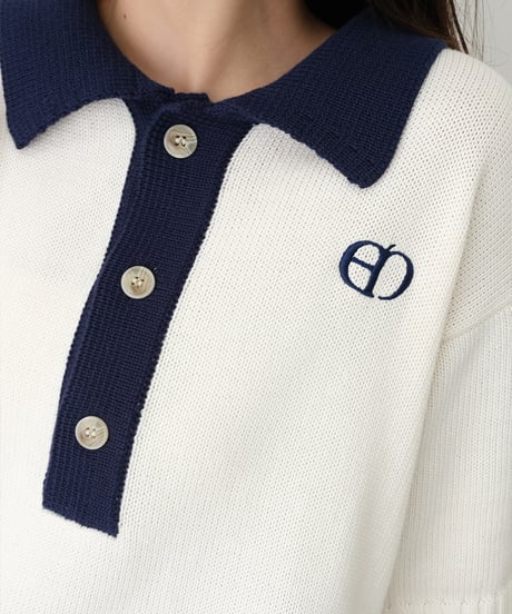 【Ivory×Navy】polo knit