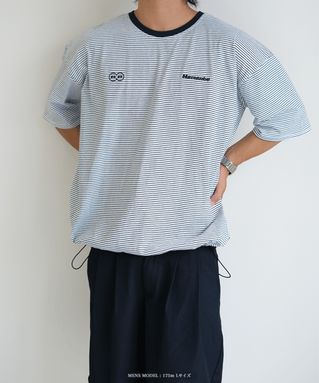 【White】裾ドローコード border tee