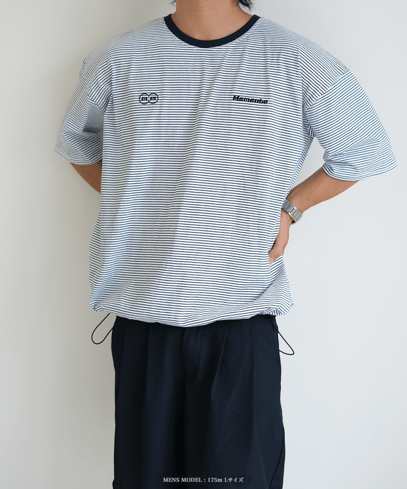 White】裾ドローコード border tee | Memento