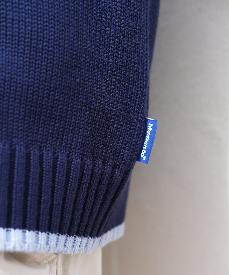 memento ポロニット Navy×Blue】polo knit | Memento