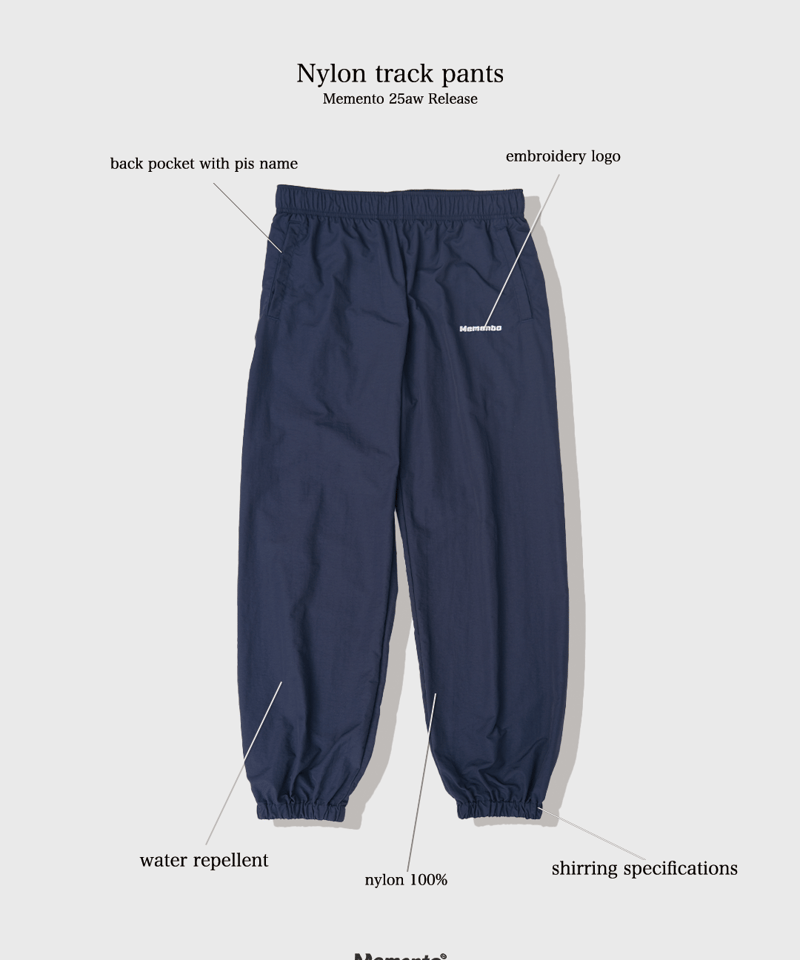 Navy】nylon track pants | Memento