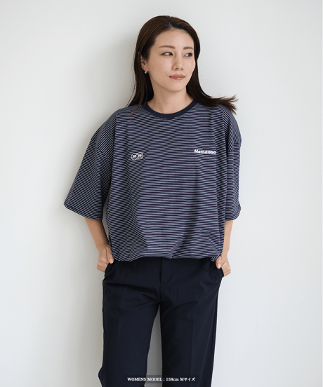 【Navy】裾ドローコード border tee