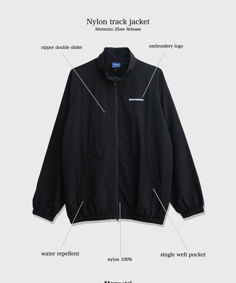 Black】nylon track jacket | Memento