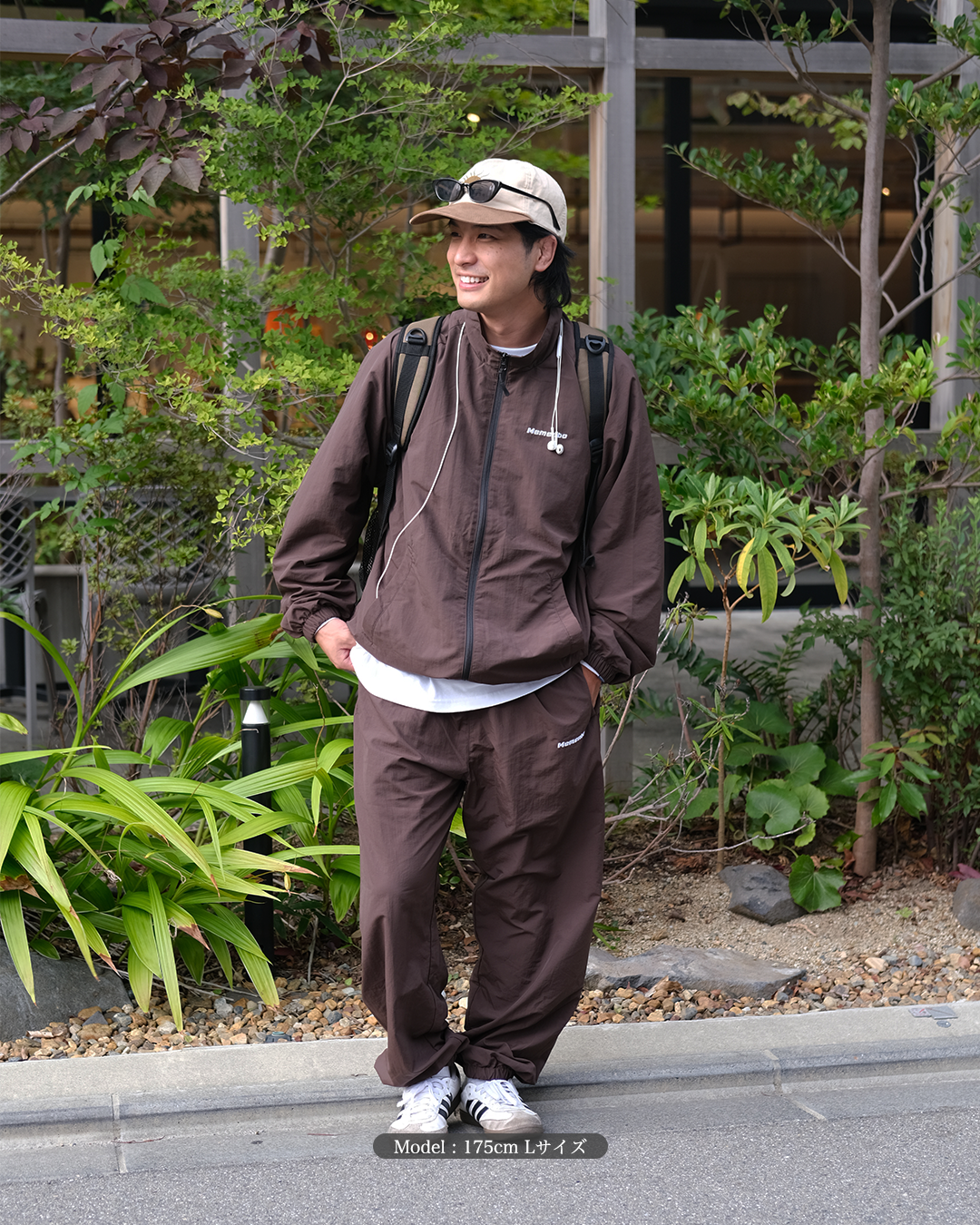 Brown】nylon track jacket | Memento
