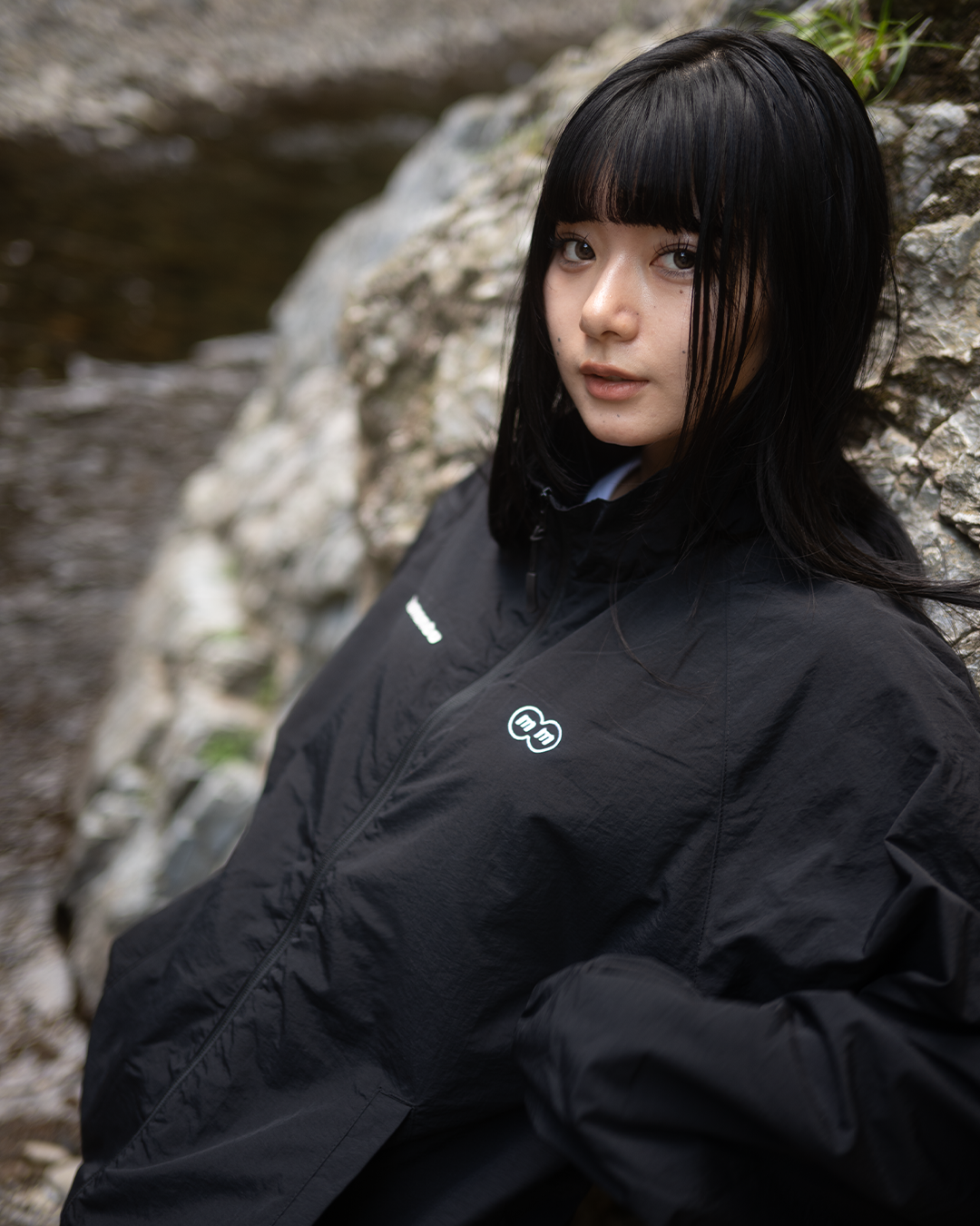 memento 【Navy】nylon track jacket