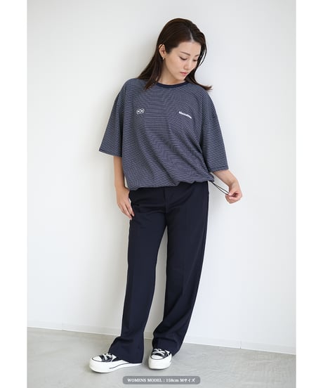 【Navy】裾ドローコード border tee