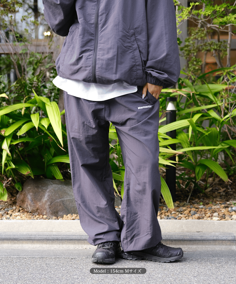 Charcoal】nylon track pants | Memento