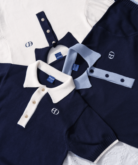 【Navy×Blue】polo knit