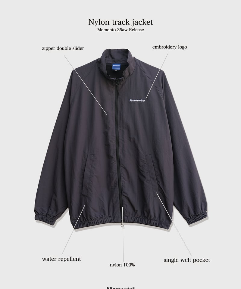 Charcoal】nylon track jacket | Memento