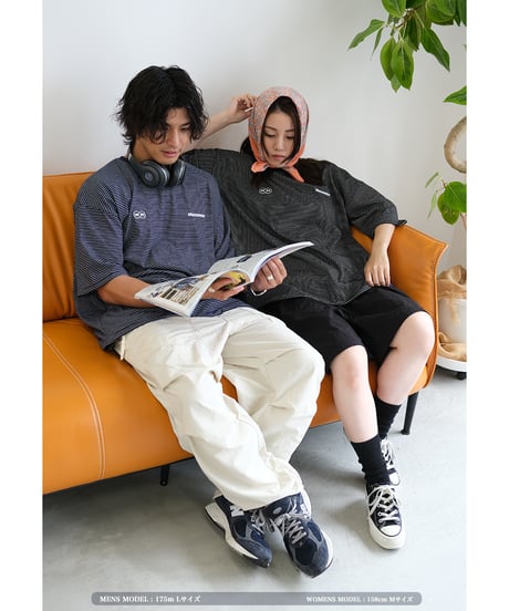 【Navy】裾ドローコード border tee