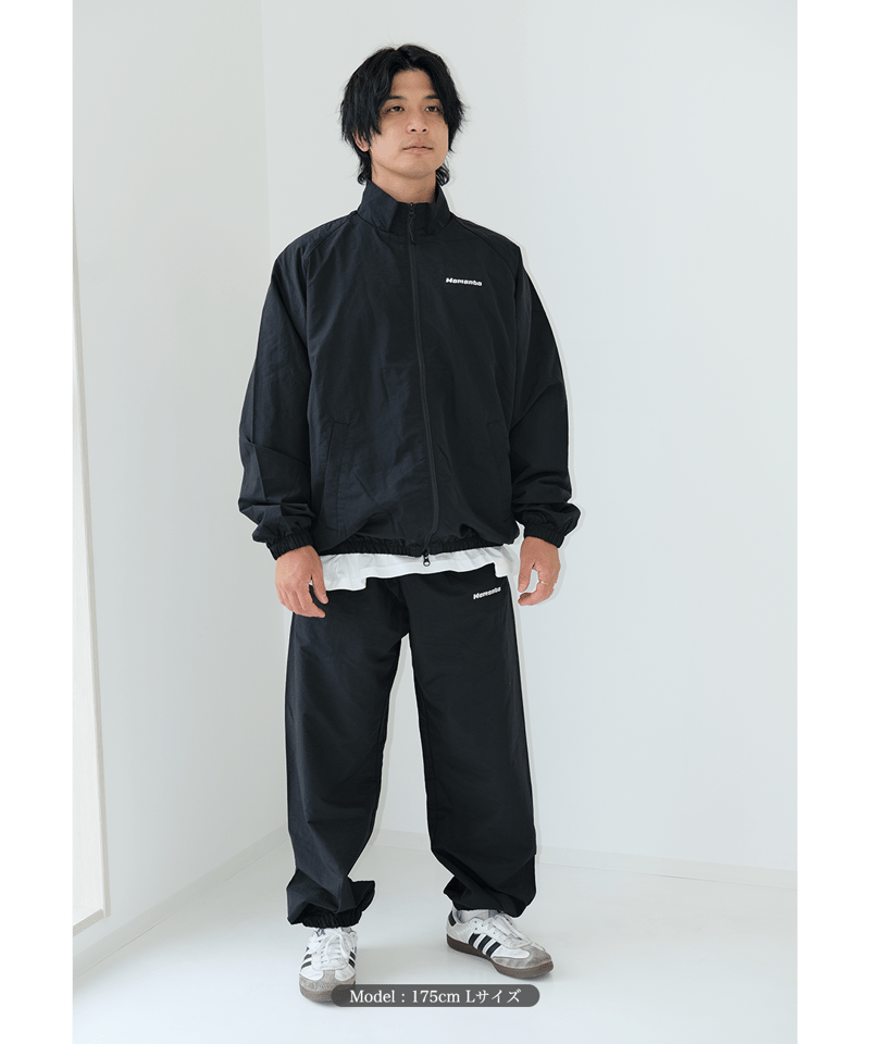 Black】nylon track pants | Memento