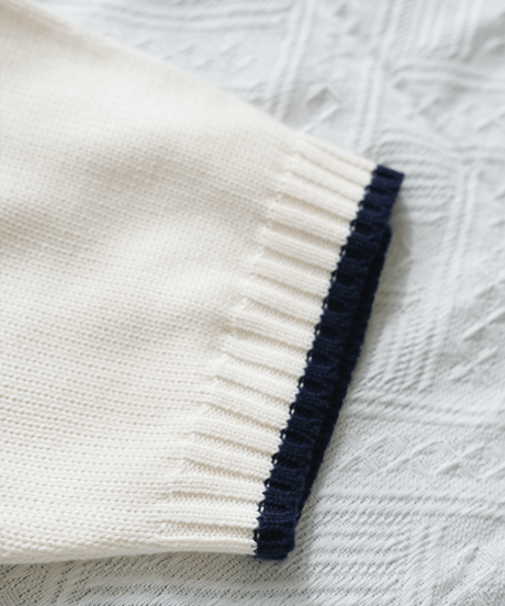 【Ivory×Navy】polo knit