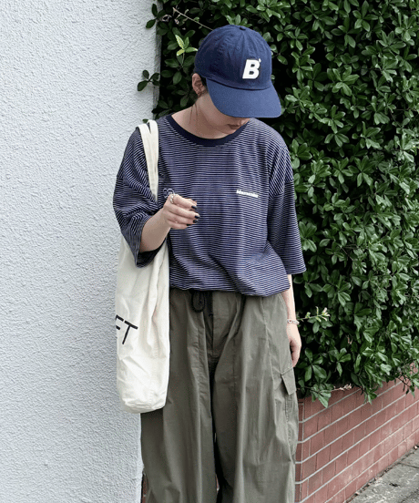 【Navy】裾ドローコード border tee
