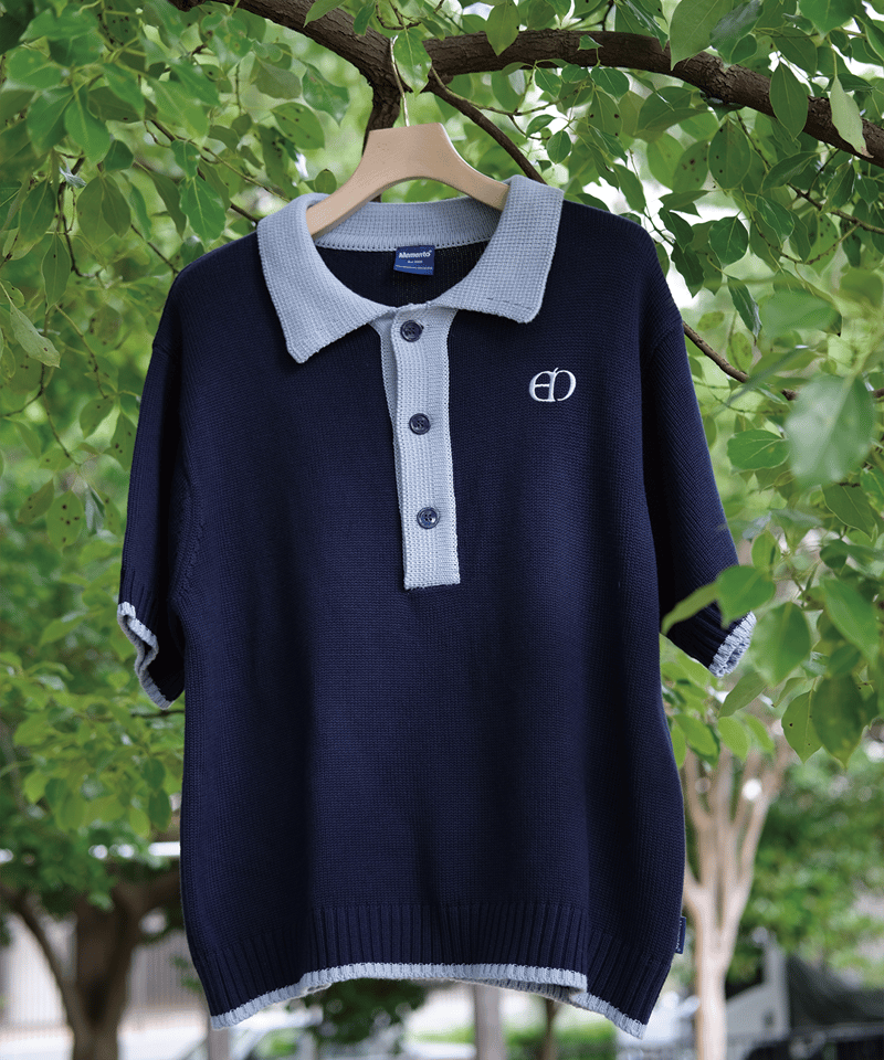 Navy×Blue】polo knit | Memento