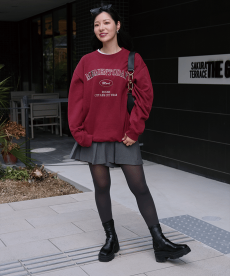 【Burgundy】College Sweat