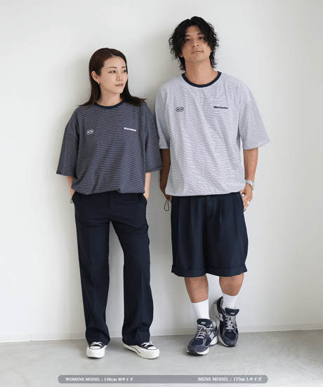 【White】裾ドローコード border tee