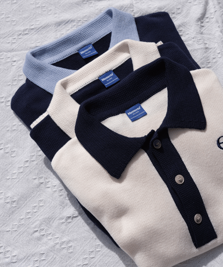 【Navy×Ivory】polo knit