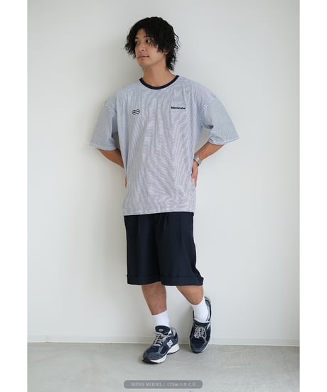 【White】裾ドローコード border tee