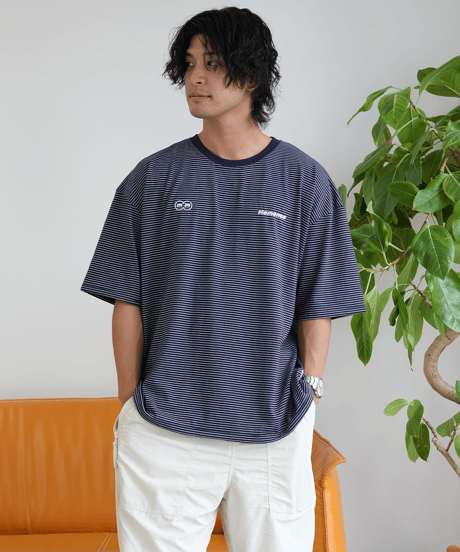 【Navy】裾ドローコード border tee