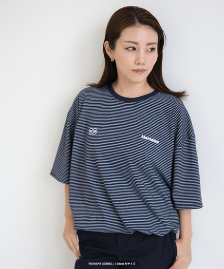 【Navy】裾ドローコード border tee