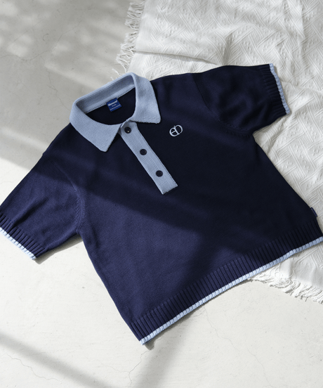 【Navy×Blue】polo knit