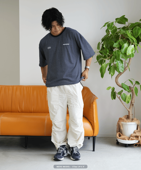 【Navy】裾ドローコード border tee