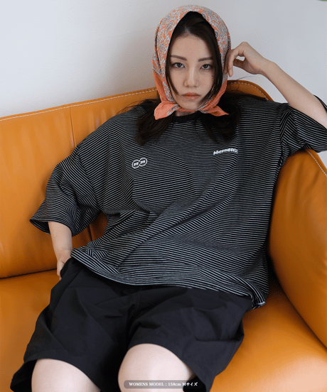 【Black】裾ドローコード border tee