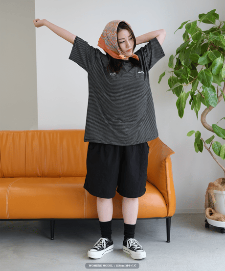 【Black】裾ドローコード border tee