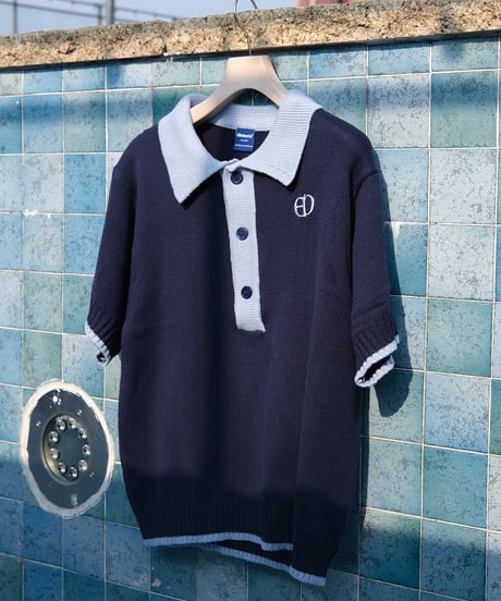 【Navy×Blue】polo knit