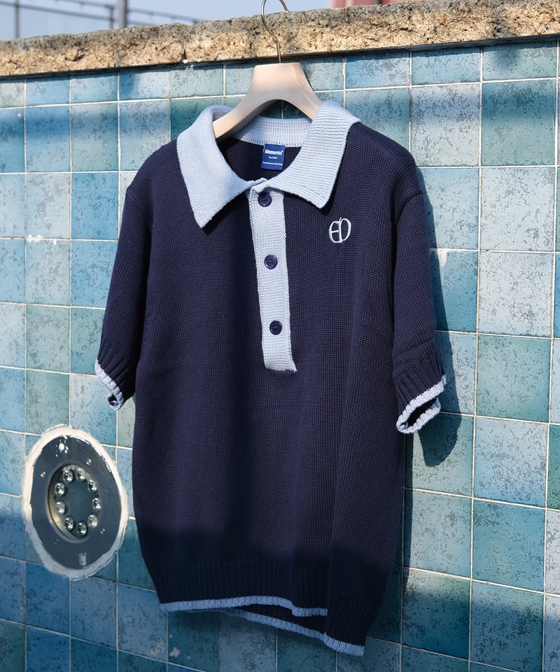 Navy×Blue】polo knit | Memento