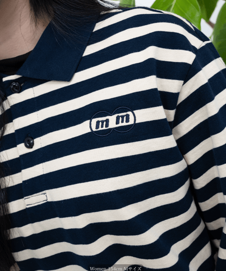 【Beige】border L/S polo