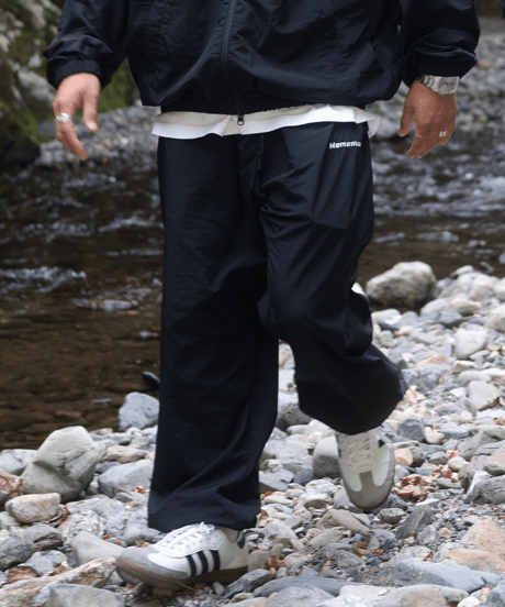 【Black】nylon track pants