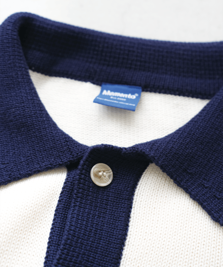 【Ivory×Navy】polo knit