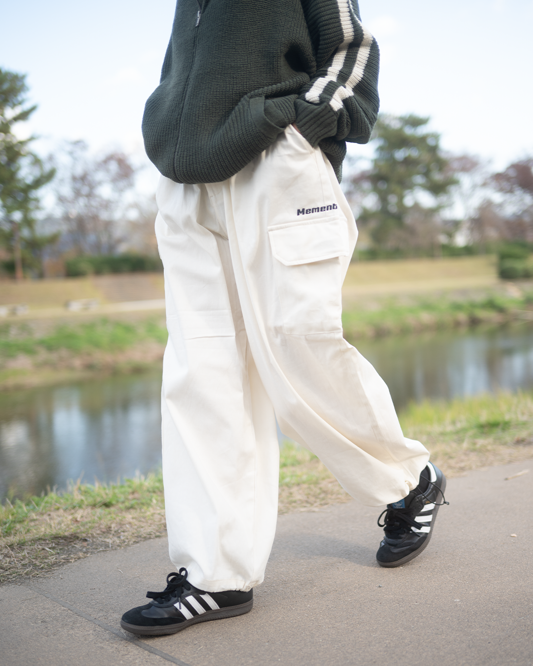H NYLON SNOW PANTS カーゴパンツ　ベージュ White】Snow cargo pants | Memento