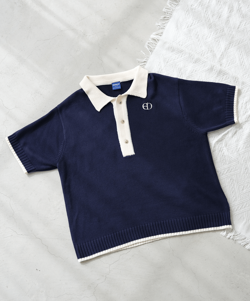 Navy×Ivory】polo knit | Memento